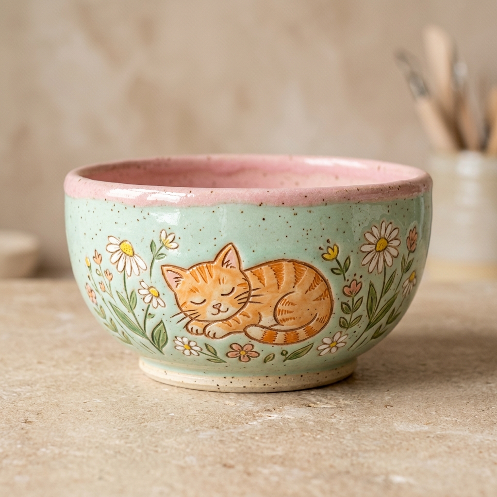 Finished 1200°C Pastel Glazed Ceramic Bowl