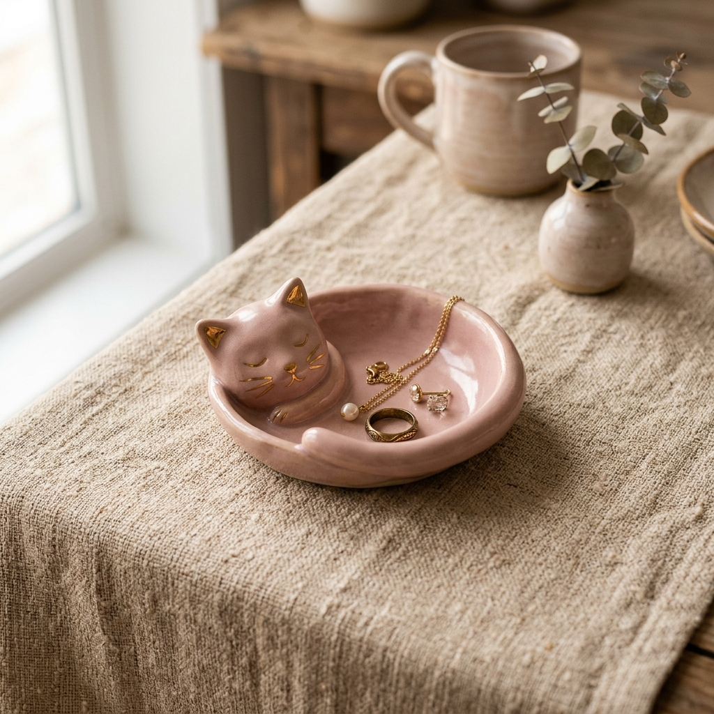 Sleeping Cat Trinket Dish